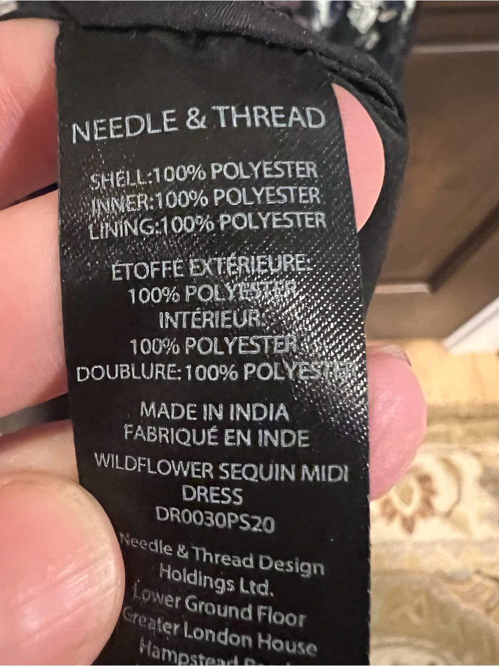 BHLDN Needle and Thread Wildflower Black Floral Sequin Midi Dress - Picture 12 of 16